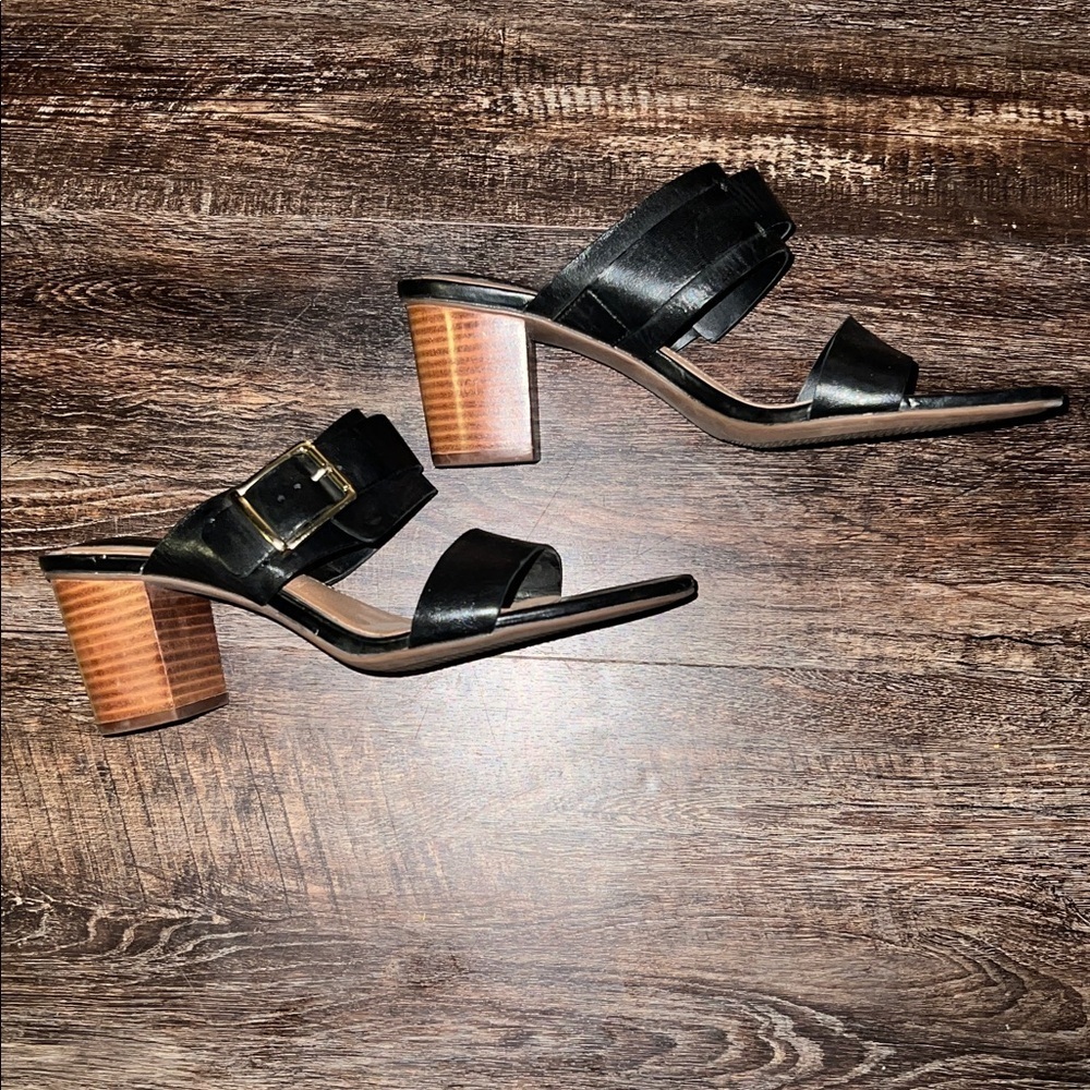 Clarks Black Slide Sandals with Strap - Picture 4 of 6